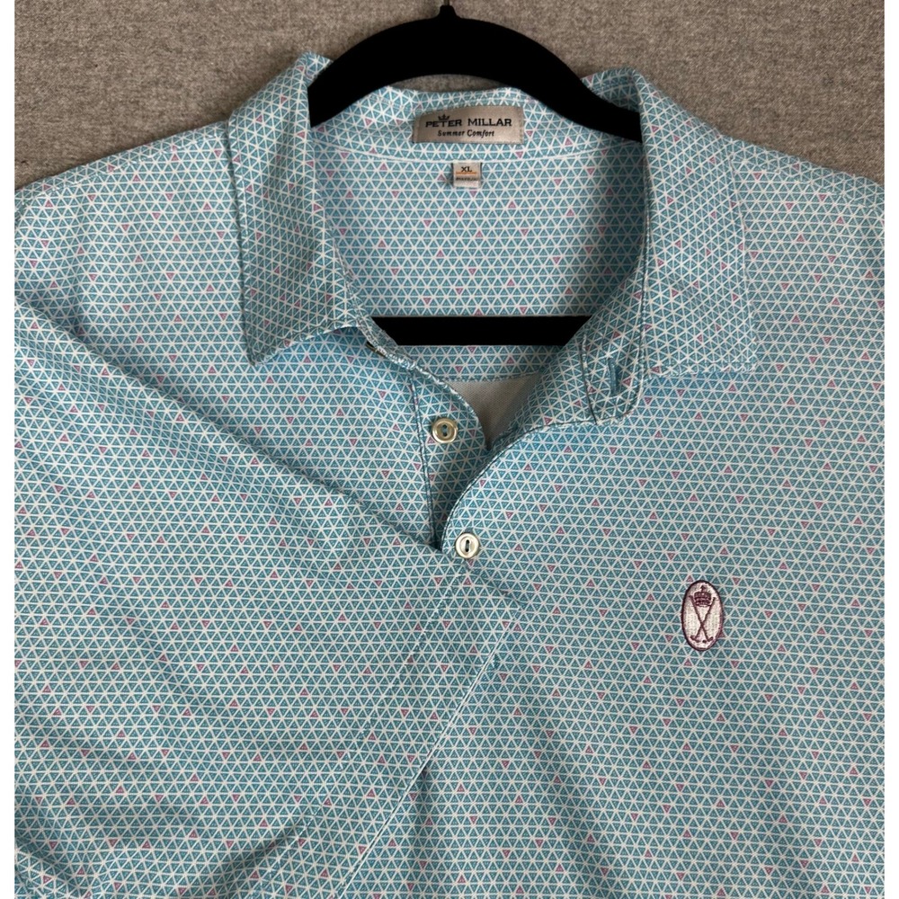 Peter Millar Men’s Aqua Geometric Print Polo